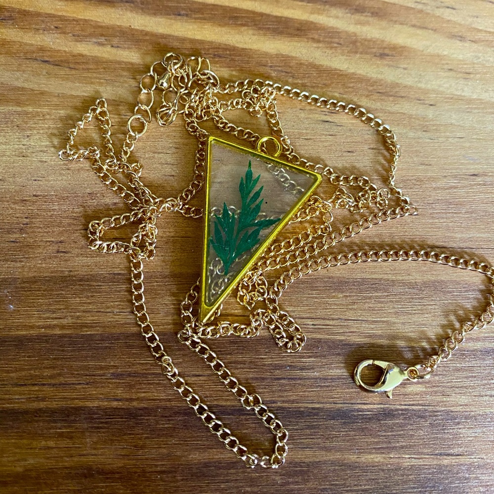 Handmade resin necklaces.